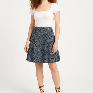 Modcloth CIRCUS Navy Vintage-Inspired Size 6 Bell Print Midi Skirt NWT